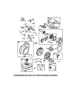 Rewind Starter/Blower Housing Diagram and Parts List for 20C214-0530-E1  Briggs and Stratton Engine